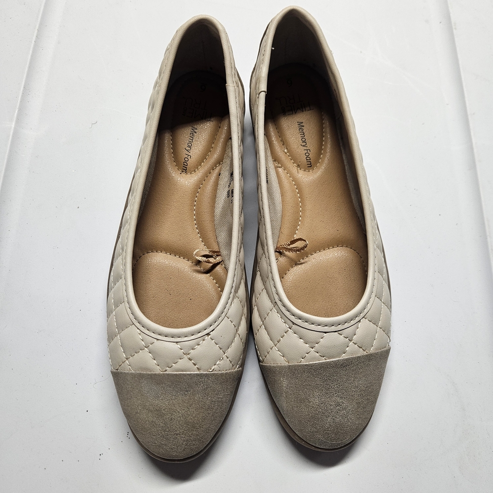 Time and Tru Quilted Cream and Tan Flats